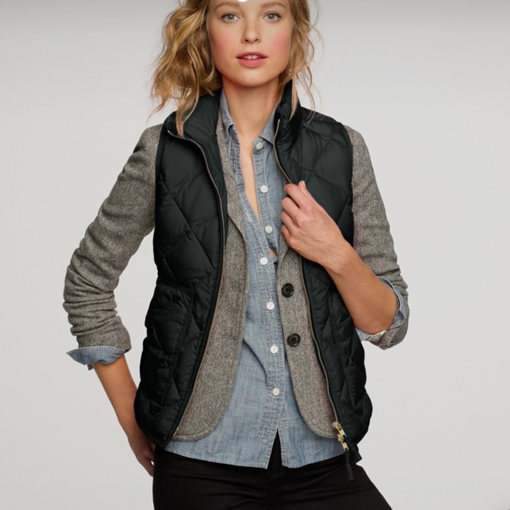 J. Crew Black Quilted Vest